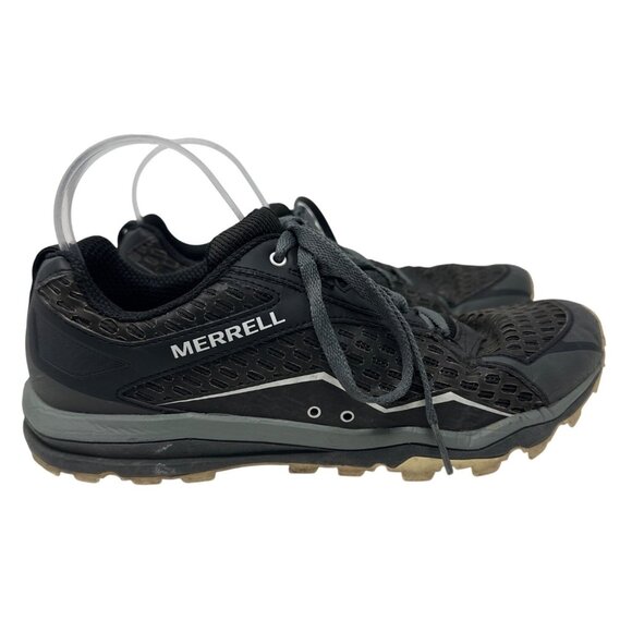 Merrell Trail Running Shoes Black Mesh Lace-Up Size 9 With Unifly Cushioning - Picture 1 of 12